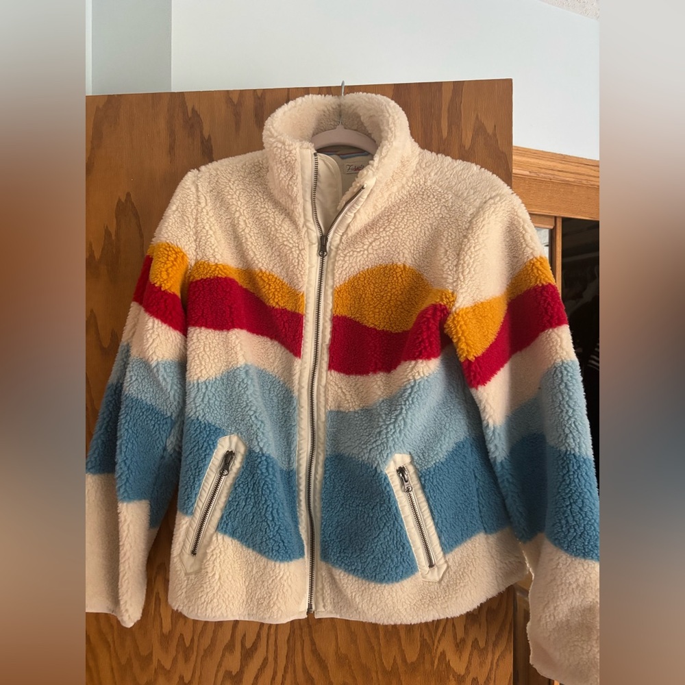 Faherty Multicolored and Black Cream Sherpa Jacket